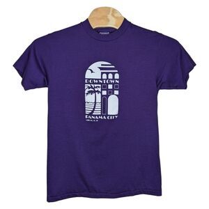 Vintage Downtown Panama City FL T Shirt Large 42-44 Made In USA Florida‎ 1987